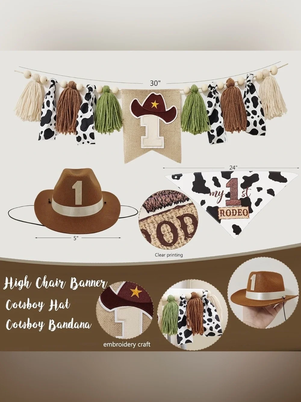 Western Cowboy 1st Birthday Decorations, My First Rodeo Birthday Party Supplies